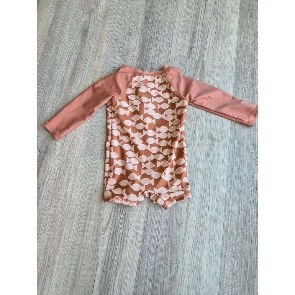 Little Co Lauren Conrad Baby Rash Guard Swimsuit Fish Print Terracotta 6M
